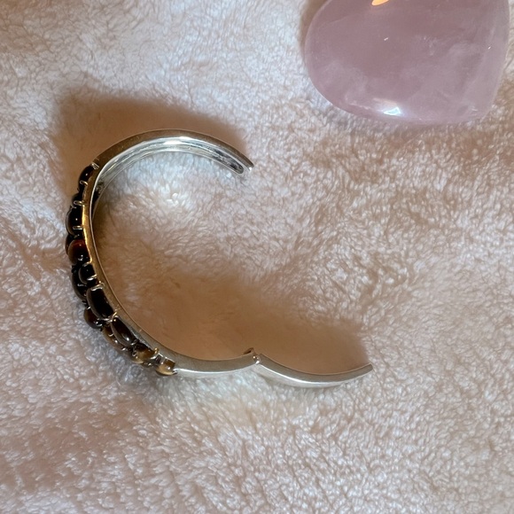 Rare Heavy Solid Stunning Michelle Albala Tiger Eye Sterling Cuff - Picture 6 of 7